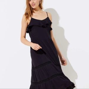 Loft Tiered Black Midi Dress